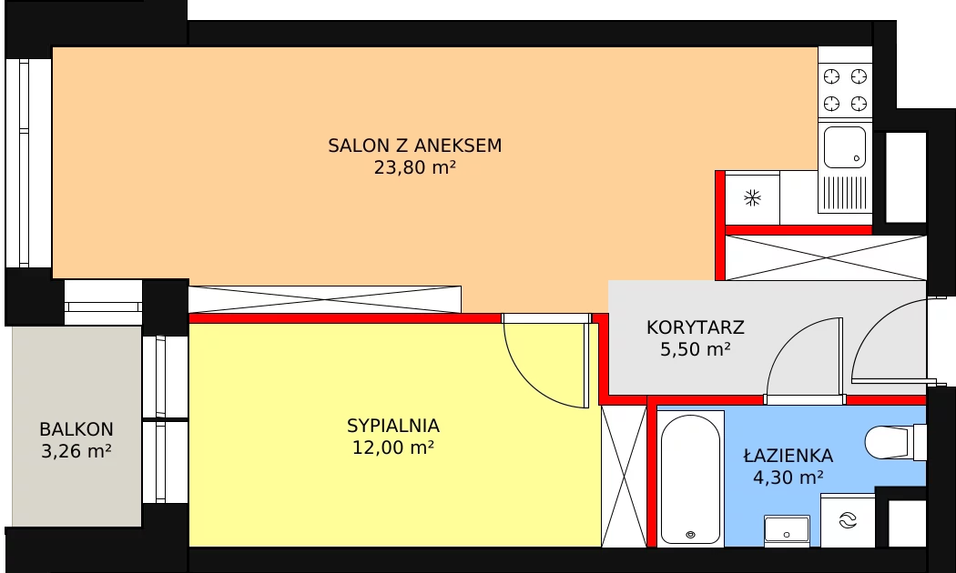 Mieszkanie 46,23 m², piętro 3, oferta nr B.3.3, Świerzawska 13, Poznań, Ławica, Grunwald, ul. Świerzawska 13