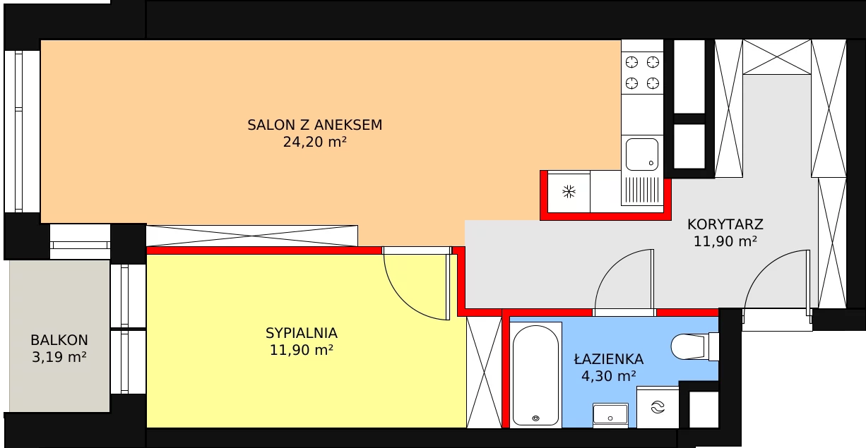 Mieszkanie 53,26 m², piętro 3, oferta nr B.3.4, Świerzawska 13, Poznań, Ławica, Grunwald, ul. Świerzawska 13