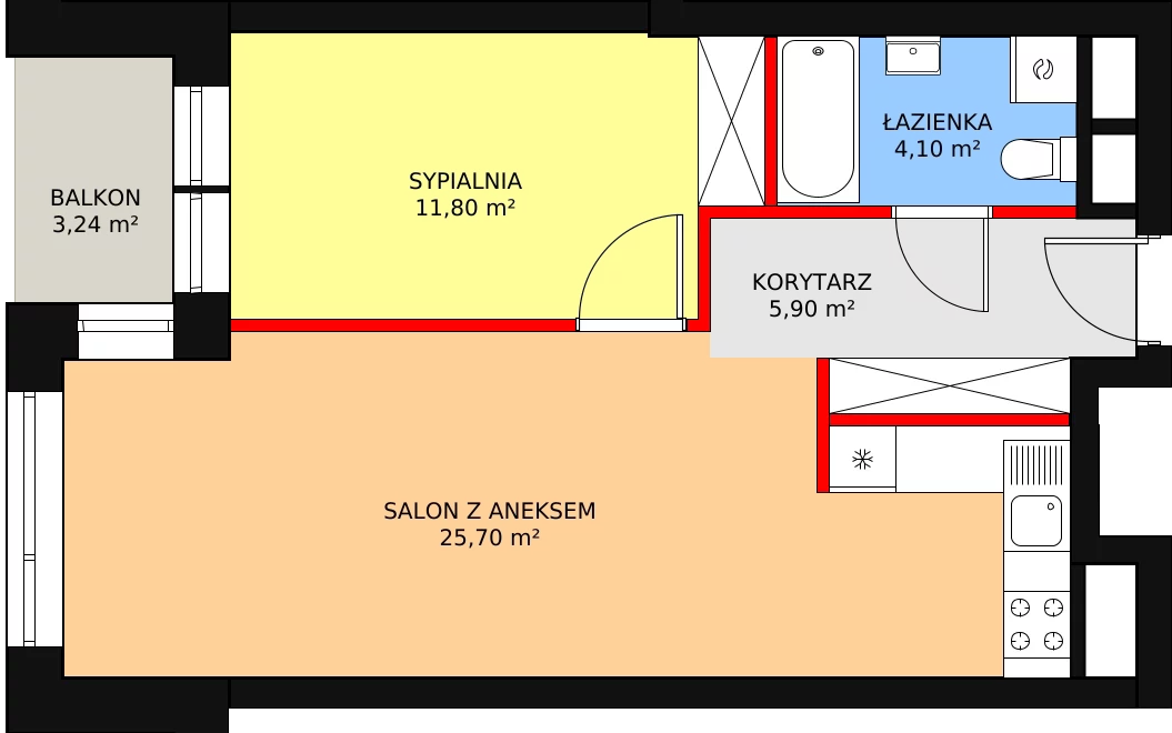 Mieszkanie 48,73 m², piętro 3, oferta nr B.3.10, Świerzawska 13, Poznań, Ławica, Grunwald, ul. Świerzawska 13