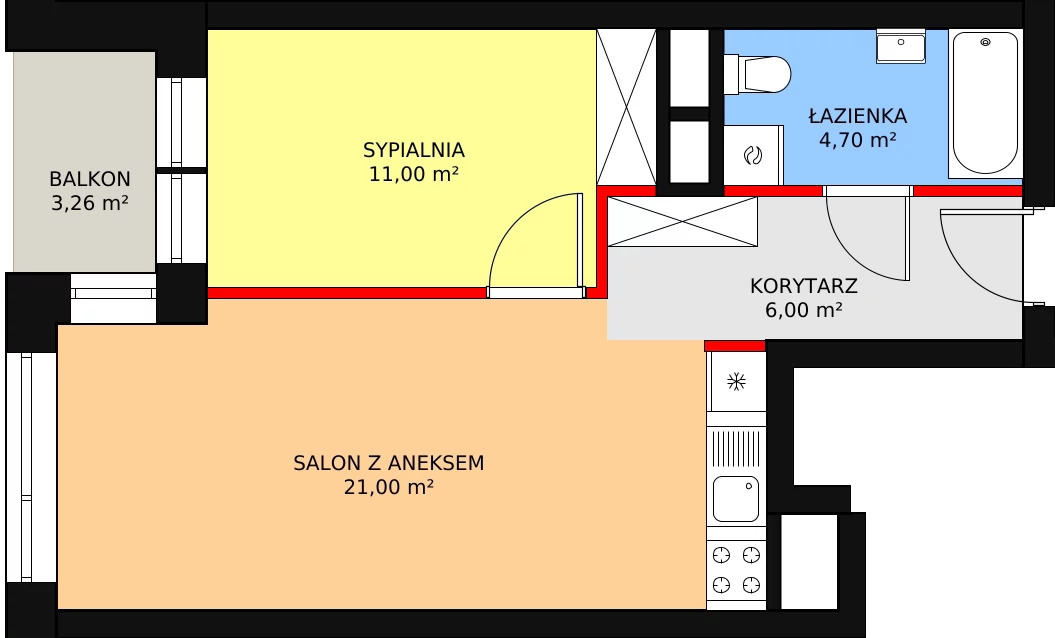 Mieszkanie 43,31 m², piętro 4, oferta nr B.4.7, Świerzawska 13, Poznań, Ławica, Grunwald, ul. Świerzawska 13