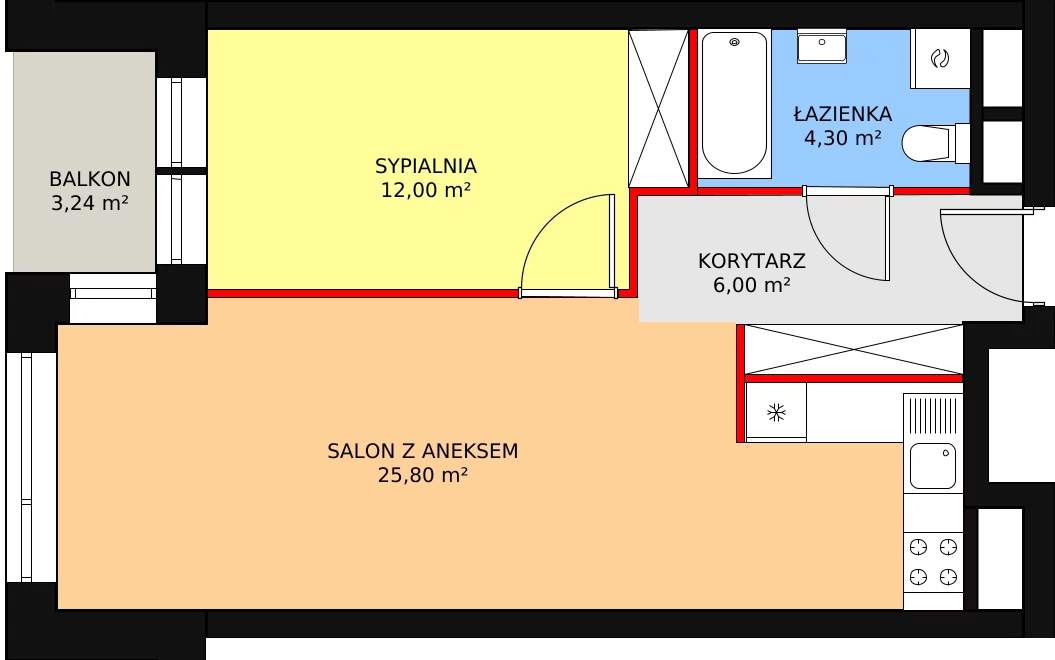 Mieszkanie 48,42 m², piętro 4, oferta nr B.4.9, Świerzawska 13, Poznań, Ławica, Grunwald, ul. Świerzawska 13