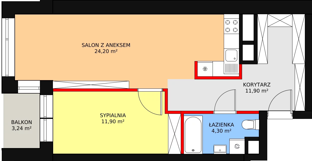 Mieszkanie 53,26 m², piętro 6, oferta nr B.6.4, Świerzawska 13, Poznań, Ławica, Grunwald, ul. Świerzawska 13