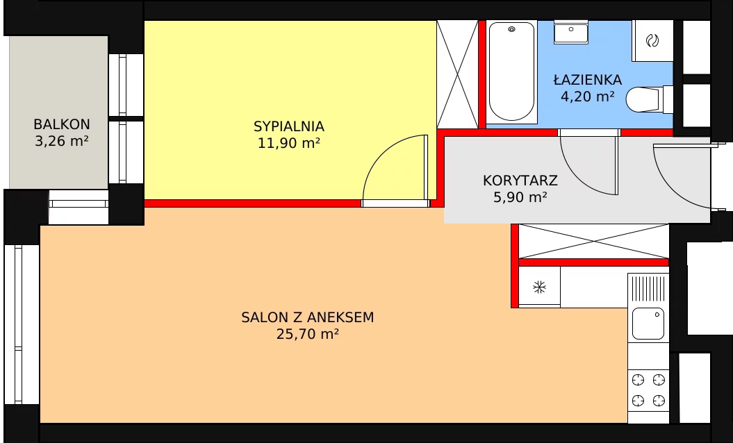 Mieszkanie 48,41 m², piętro 6, oferta nr B.6.7, Świerzawska 13, Poznań, Ławica, Grunwald, ul. Świerzawska 13