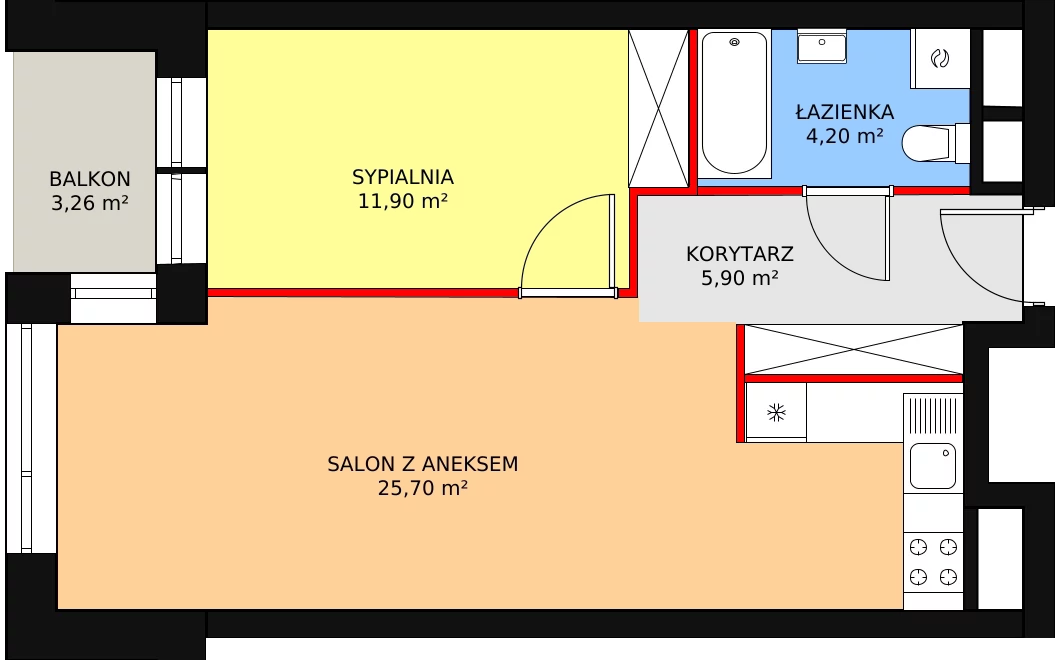 Mieszkanie 48,42 m², piętro 6, oferta nr B.6.8, Świerzawska 13, Poznań, Ławica, Grunwald, ul. Świerzawska 13