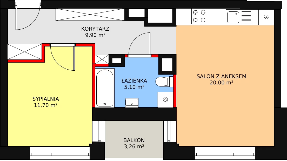 Mieszkanie 47,70 m², piętro 7, oferta nr B.7.1, Świerzawska 13, Poznań, Ławica, Grunwald, ul. Świerzawska 13