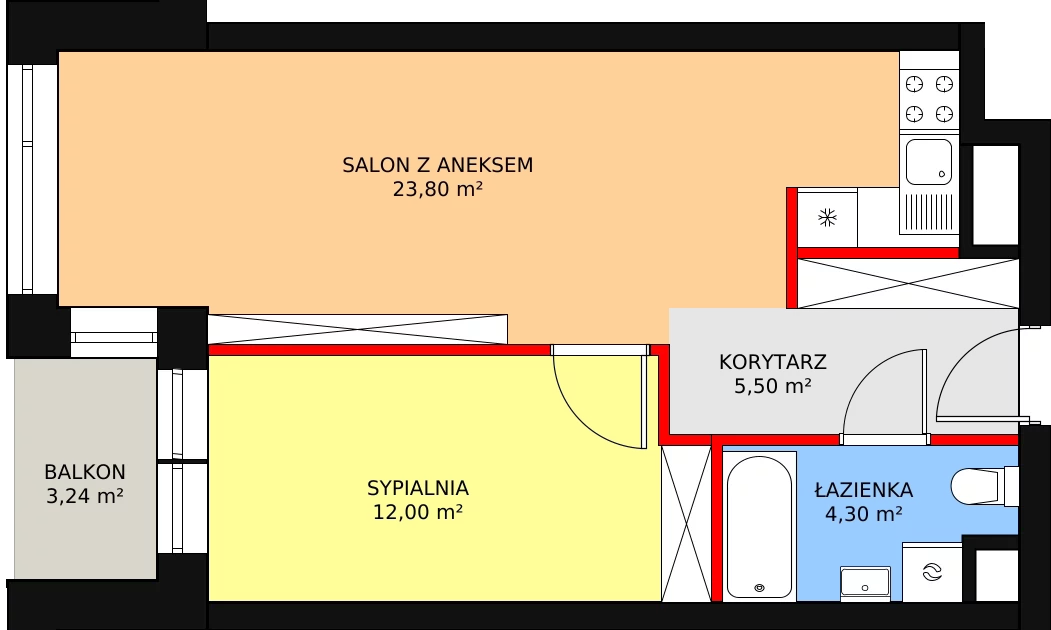 Mieszkanie 45,36 m², piętro 7, oferta nr B.7.3, Świerzawska 13, Poznań, Ławica, Grunwald, ul. Świerzawska 13