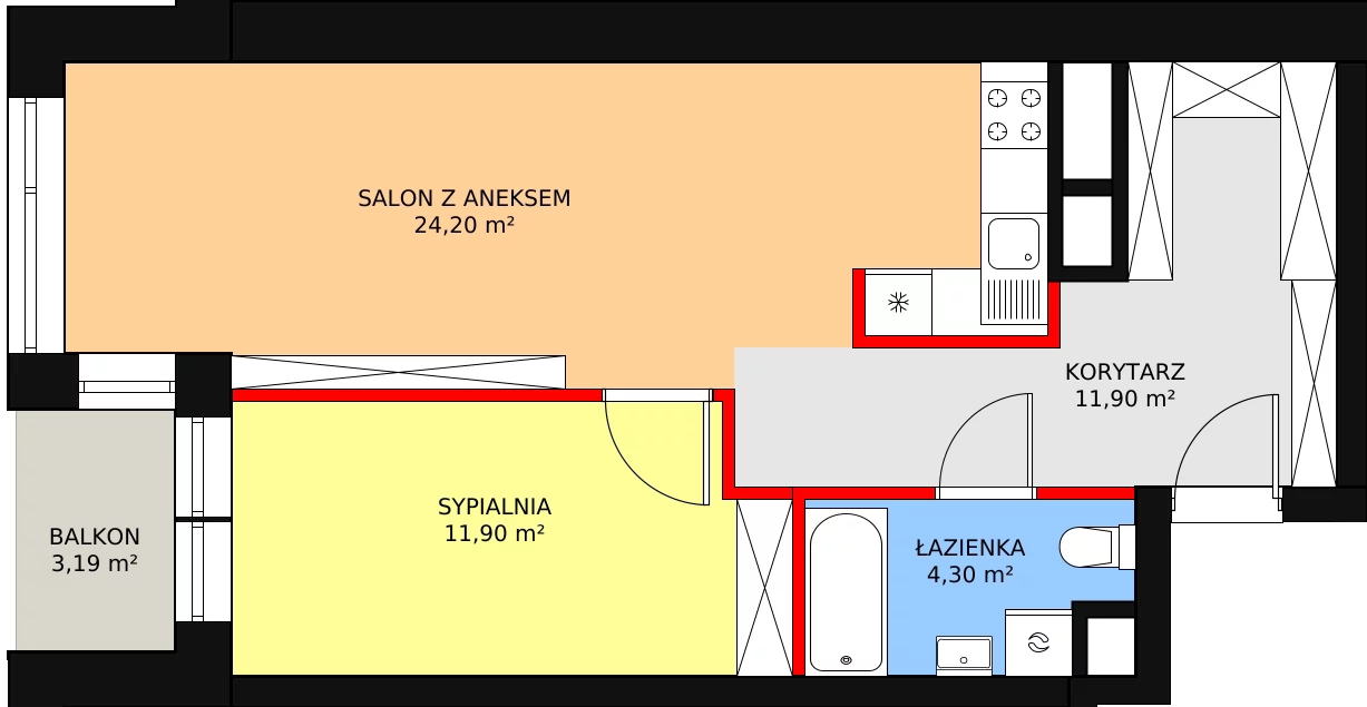 Mieszkanie 52,42 m², piętro 7, oferta nr B.7.4, Świerzawska 13, Poznań, Ławica, Grunwald, ul. Świerzawska 13