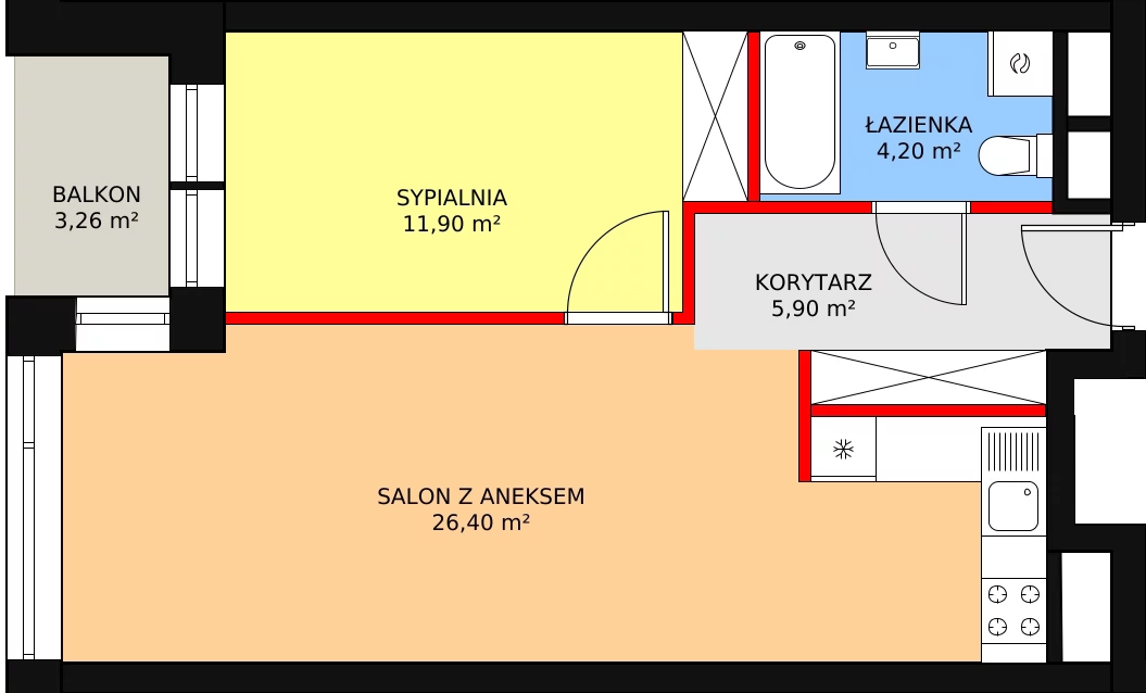 Mieszkanie 48,07 m², piętro 7, oferta nr B.7.7, Świerzawska 13, Poznań, Ławica, Grunwald, ul. Świerzawska 13