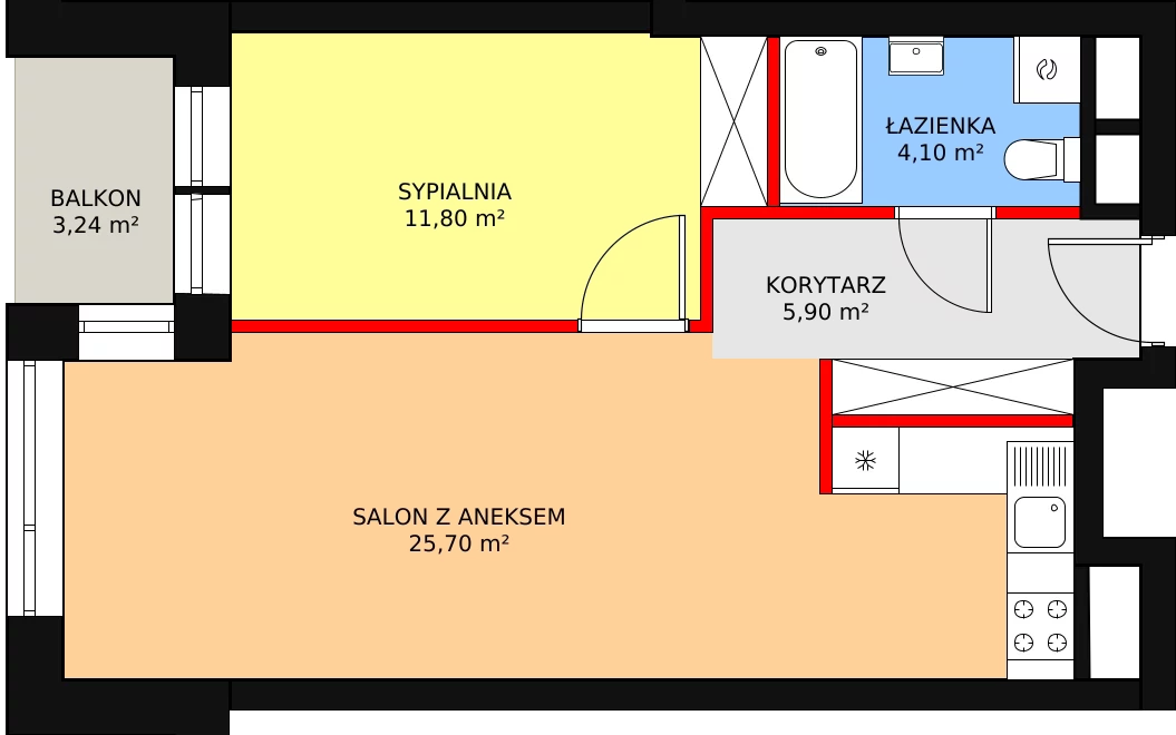 Mieszkanie 47,98 m², piętro 7, oferta nr B.7.9, Świerzawska 13, Poznań, Ławica, Grunwald, ul. Świerzawska 13