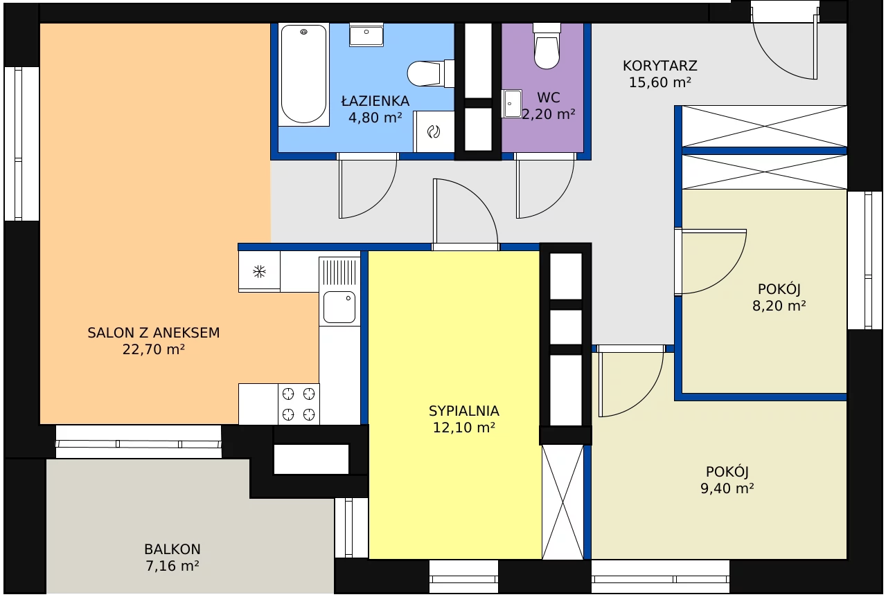 Zalety mieszkania 77.52 m², B.10.2