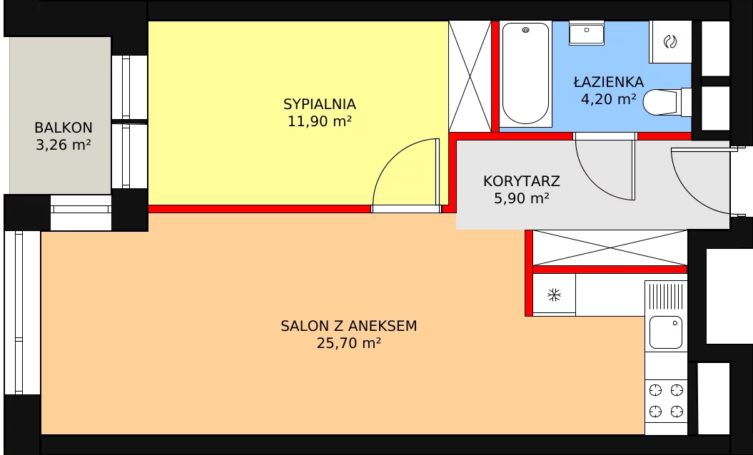 Mieszkanie 47,37 m², piętro 10, oferta nr B.10.3, Świerzawska 13, Poznań, Ławica, Grunwald, ul. Świerzawska 13