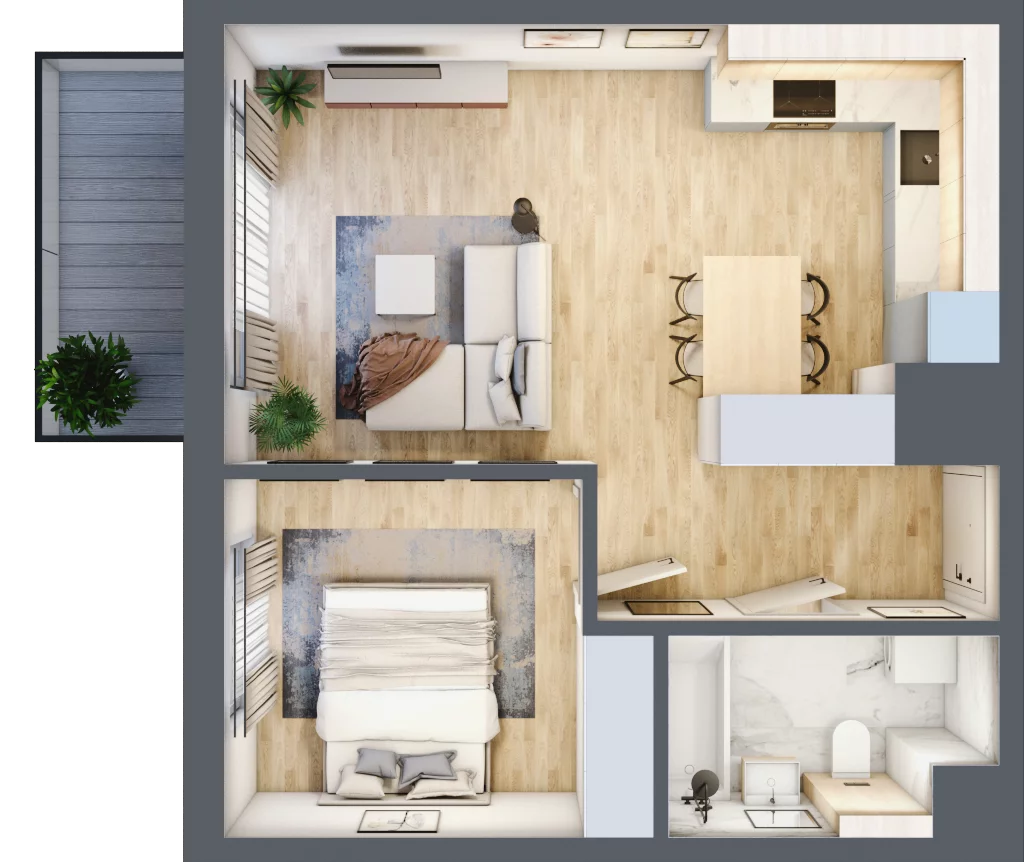 2 pokoje, mieszkanie 42,52 m², piętro 2, oferta nr CZ1.B69, Nowa Czernica CZ1, Czernica, ul. Wojska Polskiego 13