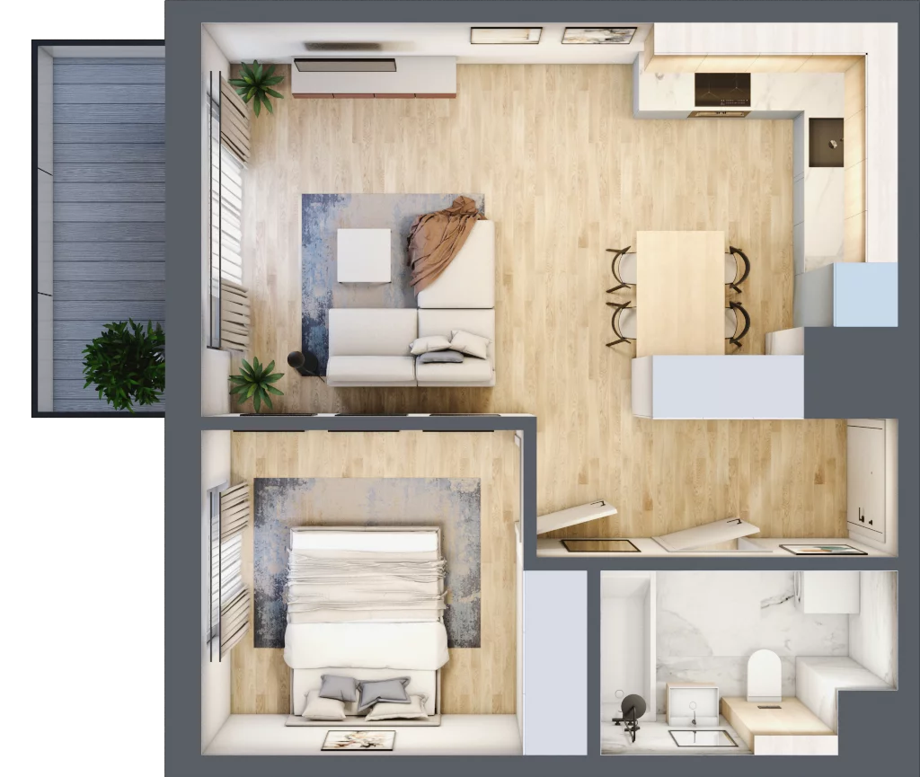 2 pokoje, mieszkanie 42,63 m², piętro 4, oferta nr CZ1.B83, Nowa Czernica CZ1, Czernica, ul. Wojska Polskiego 13