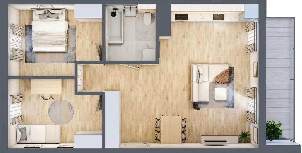 3 pokoje, mieszkanie 65,19 m², piętro 1, oferta nr CZ1.A15, Nowa Czernica CZ1, Czernica, ul. Wojska Polskiego 13
