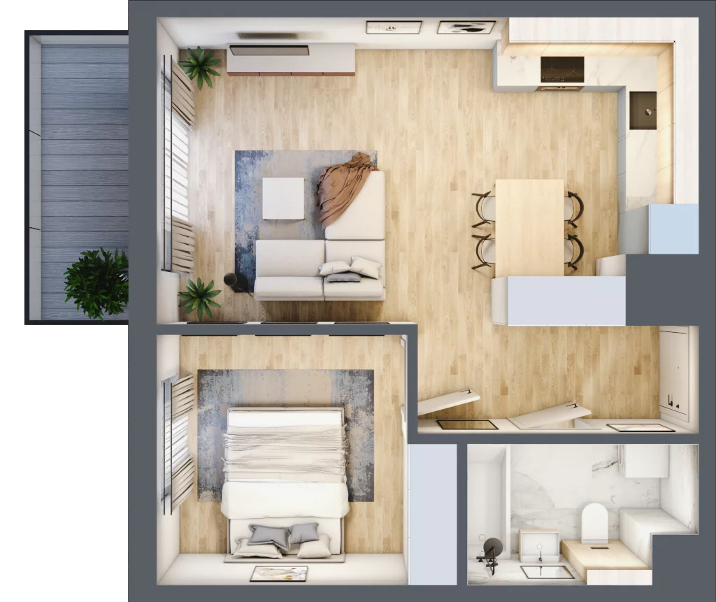 2 pokoje, mieszkanie 42,44 m², piętro 1, oferta nr CZ1.A13, Nowa Czernica CZ1, Czernica, ul. Wojska Polskiego 13