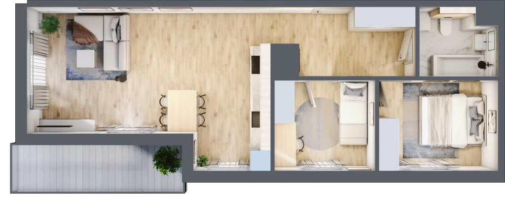 3 pokoje, mieszkanie 59,23 m², piętro 3, oferta nr CZ1.A27, Nowa Czernica CZ1, Czernica, ul. Wojska Polskiego 13