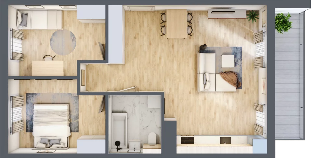 3 pokoje, mieszkanie 65,18 m², piętro 5, oferta nr CZ1.B90, Nowa Czernica CZ1, Czernica, ul. Wojska Polskiego 13