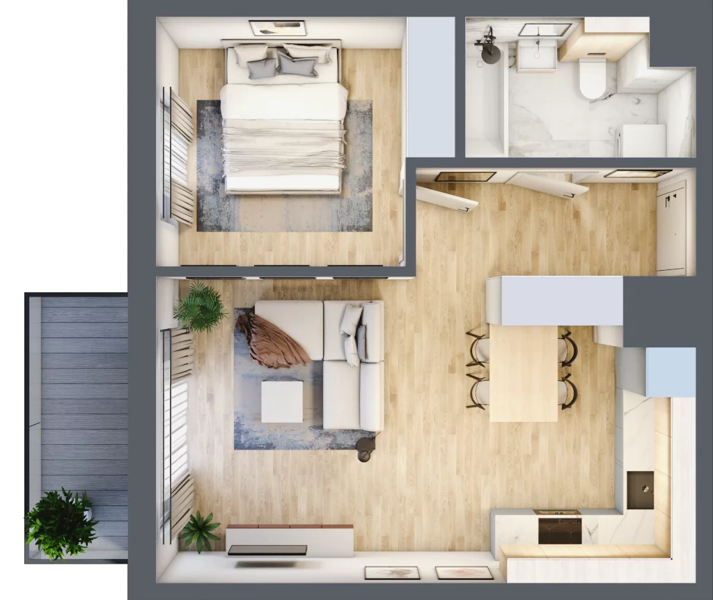 2 pokoje, mieszkanie 42,50 m², piętro 1, oferta nr CZ1.A12, Nowa Czernica CZ1, Czernica, ul. Wojska Polskiego 13