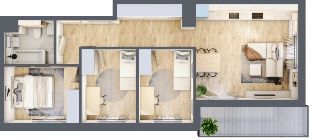 4 pokoje, mieszkanie 64,60 m², piętro 2, oferta nr CZ1.B72, Nowa Czernica CZ1, Czernica, ul. Wojska Polskiego 13