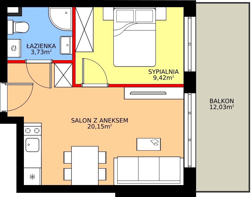Zalety apartamentu inwestycyjnego 33.19 m², J38