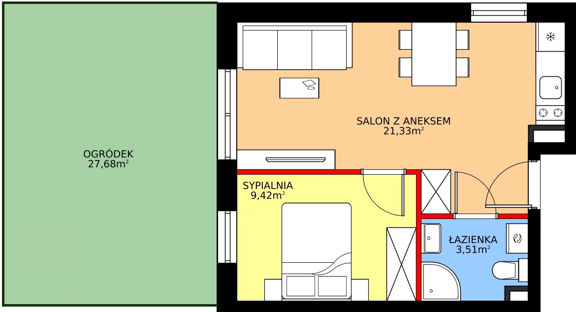 Zalety apartamentu inwestycyjnego 34.26 m², J10