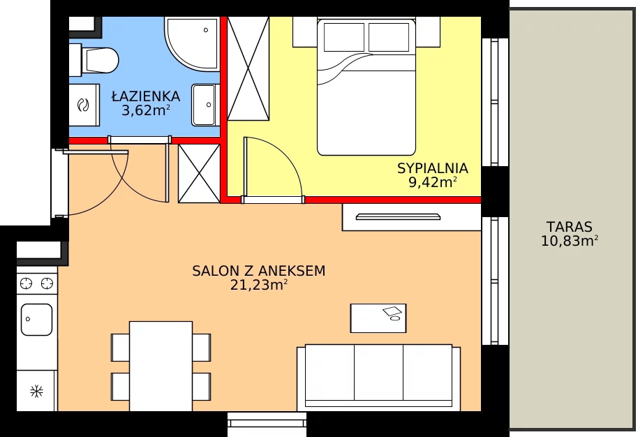Zalety apartamentu inwestycyjnego 34.26 m², J3