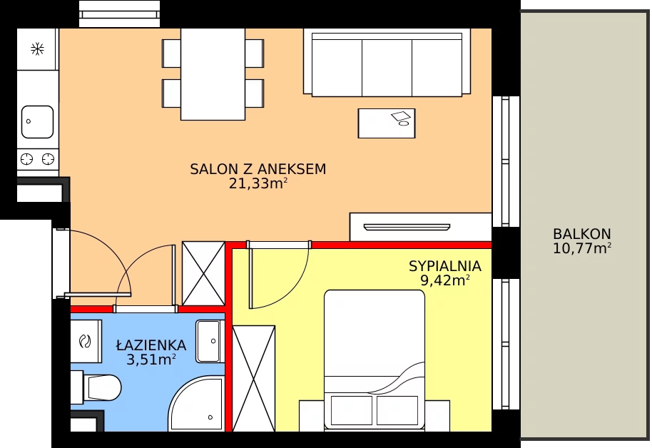 Zalety apartamentu inwestycyjnego 34.26 m², J24