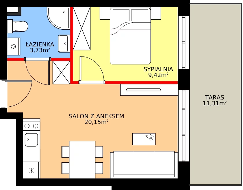 Zalety apartamentu inwestycyjnego 33.19 m², J12