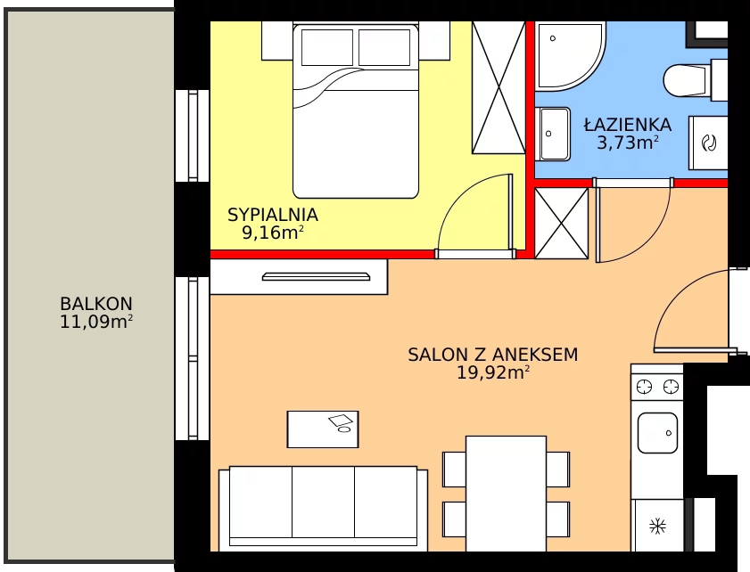 Zalety apartamentu inwestycyjnego 32.81 m², J20
