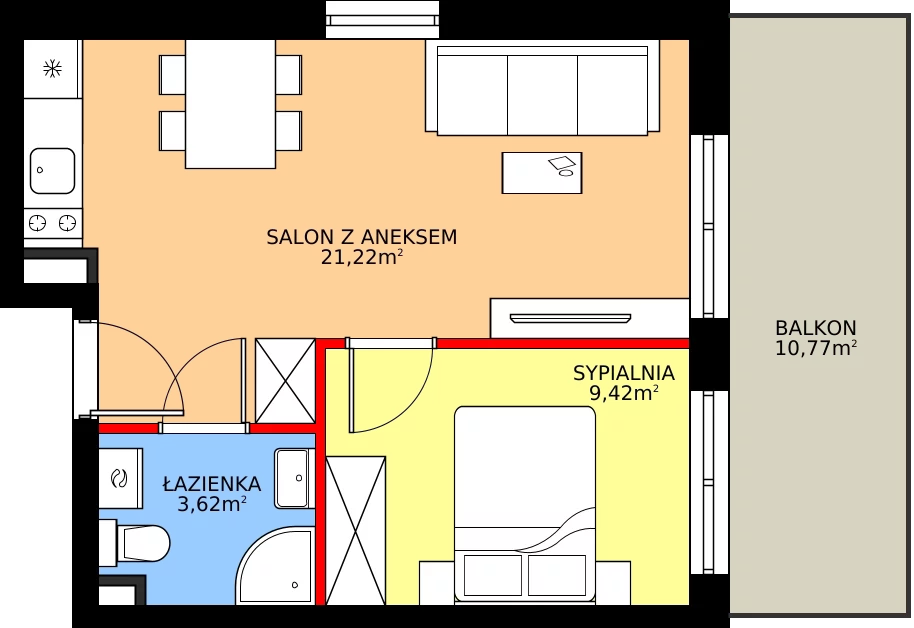 Zalety apartamentu inwestycyjnego 34.26 m², J37