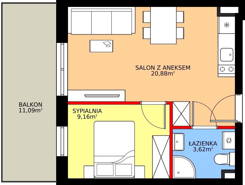 Zalety apartamentu inwestycyjnego 33.62 m², J21