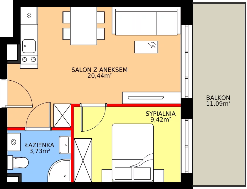 Zalety apartamentu inwestycyjnego 33.59 m², J15