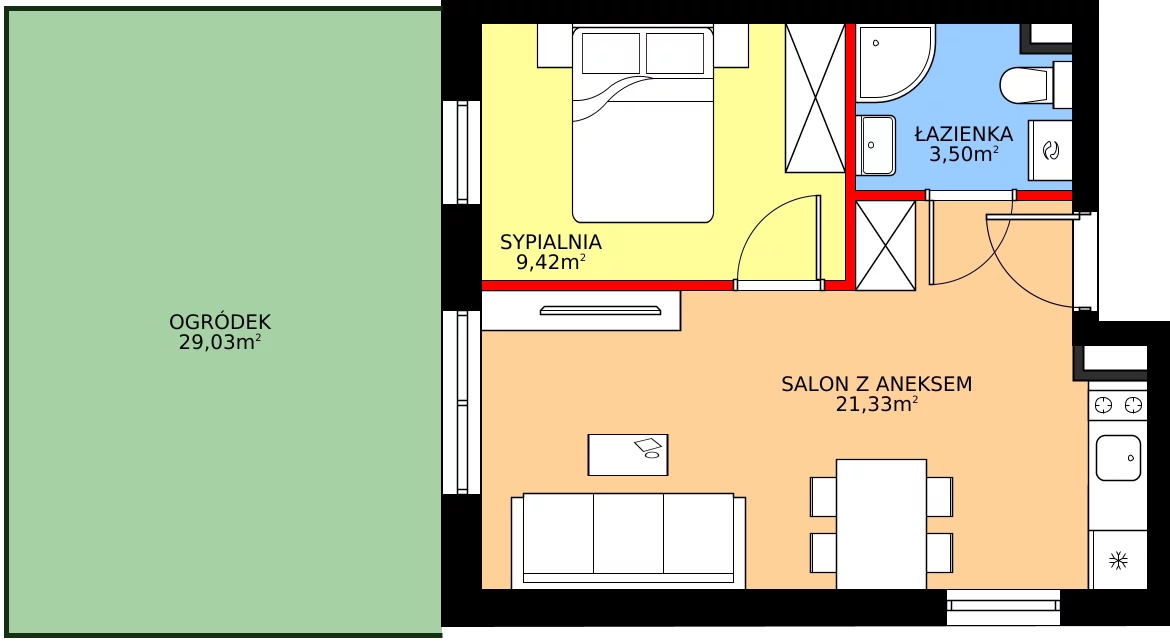Zalety apartamentu inwestycyjnego 34.25 m², J4