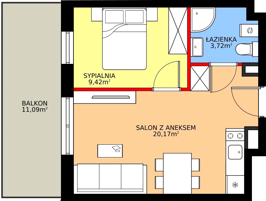 Zalety apartamentu inwestycyjnego 33.31 m², J22