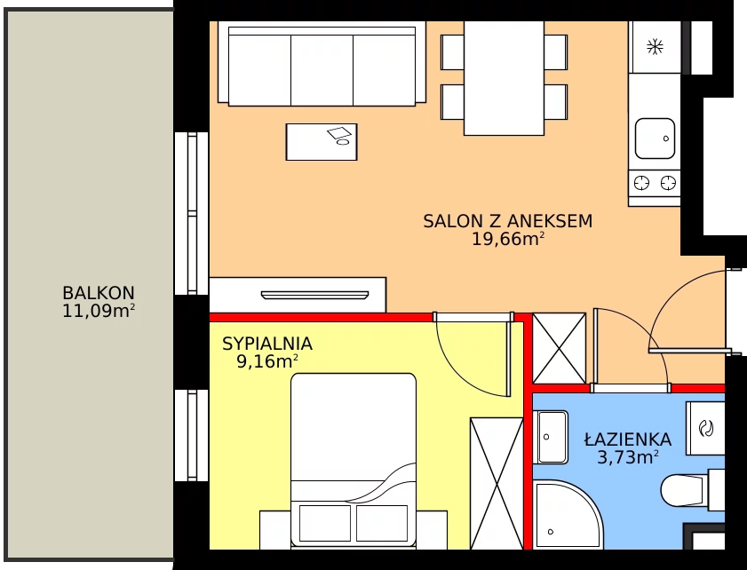 Zalety apartamentu inwestycyjnego 32.55 m², J19