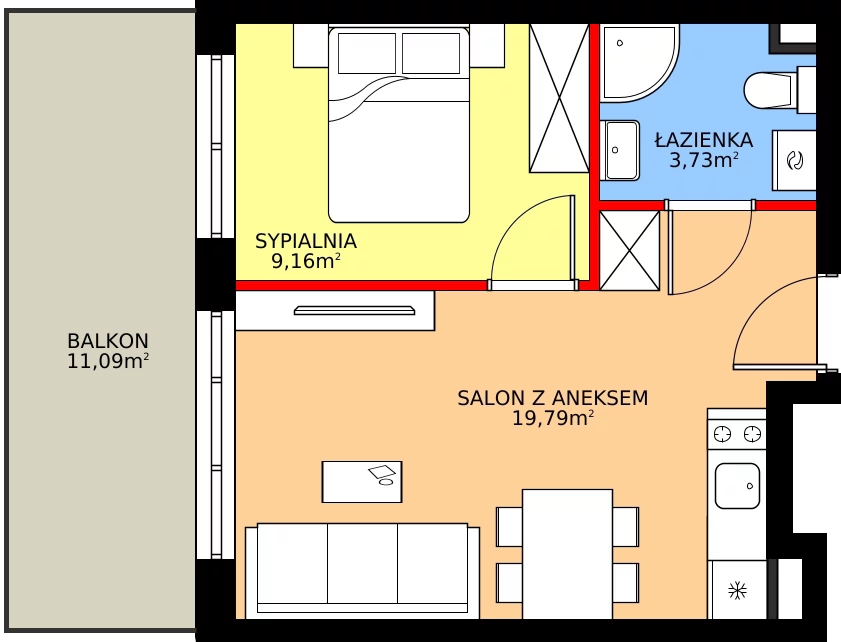 Zalety apartamentu inwestycyjnego 32.68 m², J33