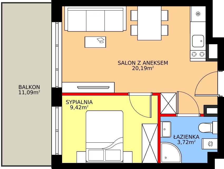 Zalety apartamentu inwestycyjnego 33.33 m², J31