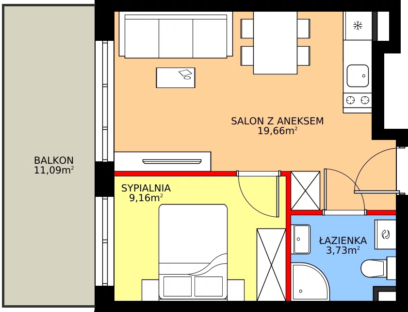 Zalety apartamentu inwestycyjnego 32.55 m², J32