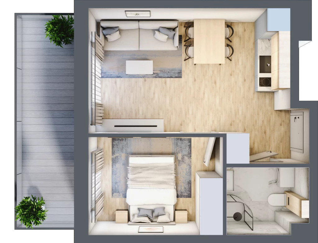 2 pokoje, apartament inwestycyjny 32,55 m², piętro 2, oferta nr J32, Jasna, Międzywodzie, ul. Jasna 1