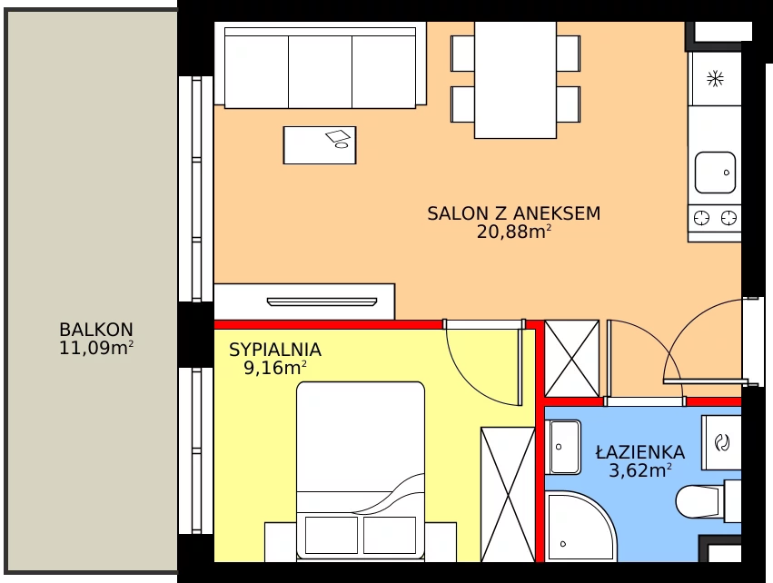 Zalety apartamentu inwestycyjnego 33.62 m², J34