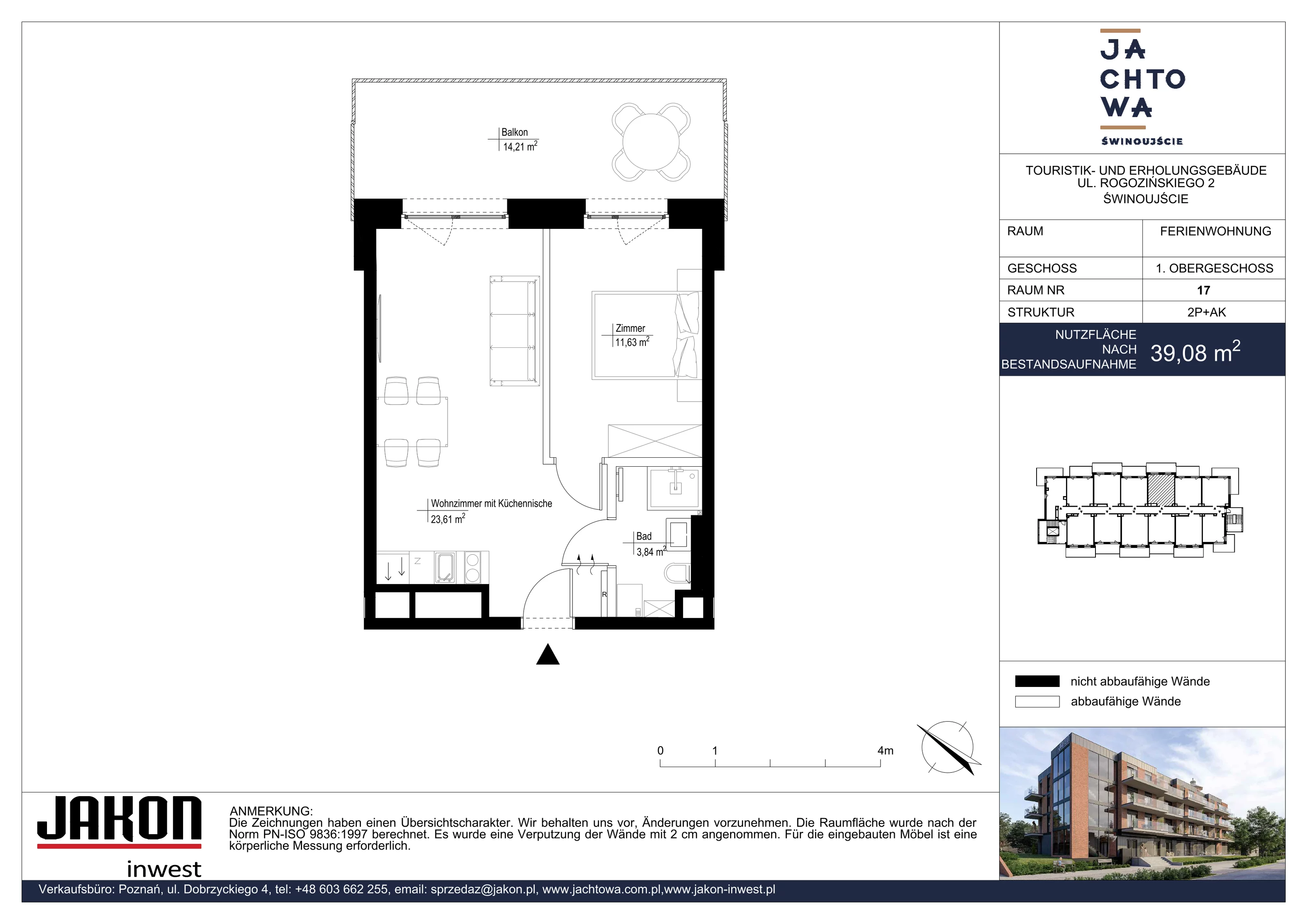 2 pokoje, apartament inwestycyjny 39,08 m², piętro 1, oferta nr 17, Jachtowa, Świnoujście, ul. Stefana Rogozińskiego