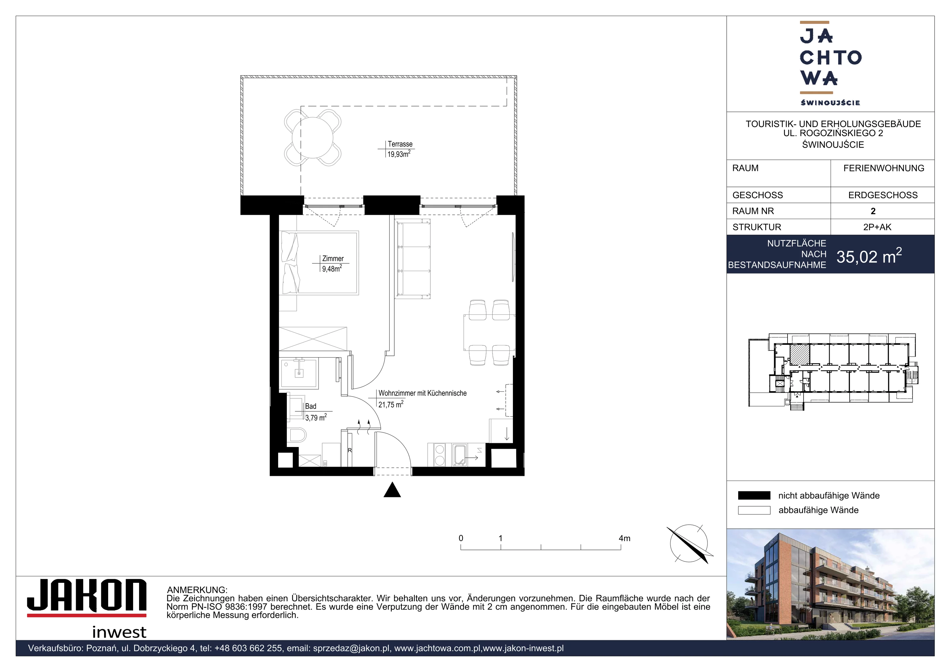 2 pokoje, apartament inwestycyjny 35,02 m², parter, oferta nr 2, Jachtowa, Świnoujście, ul. Stefana Rogozińskiego