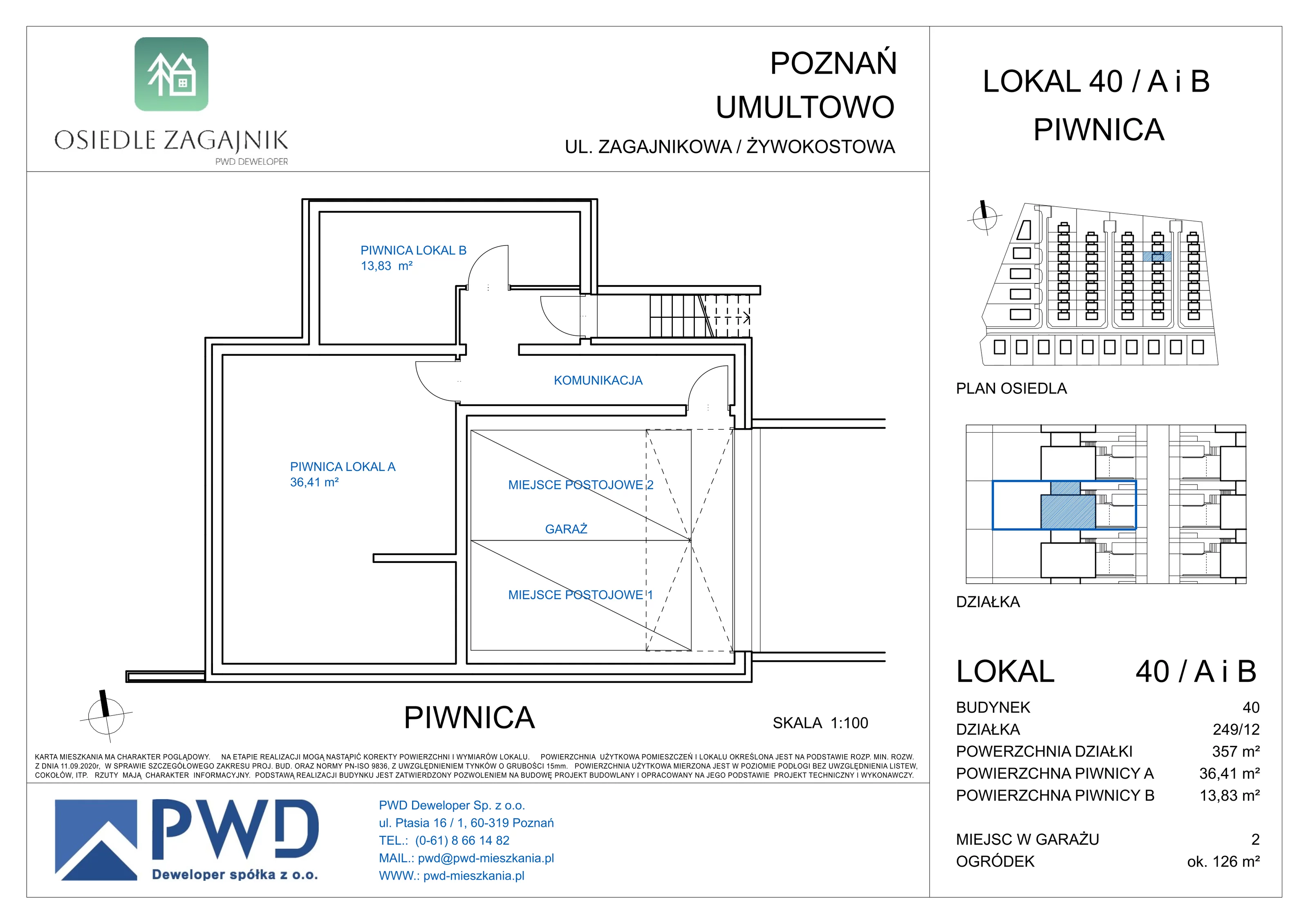 Mieszkanie 76,09 m², piętro 1, oferta nr 40 / B, Osiedle Zagajnik, Poznań, Umultowo, Umultowo, ul. Zagajnikowa