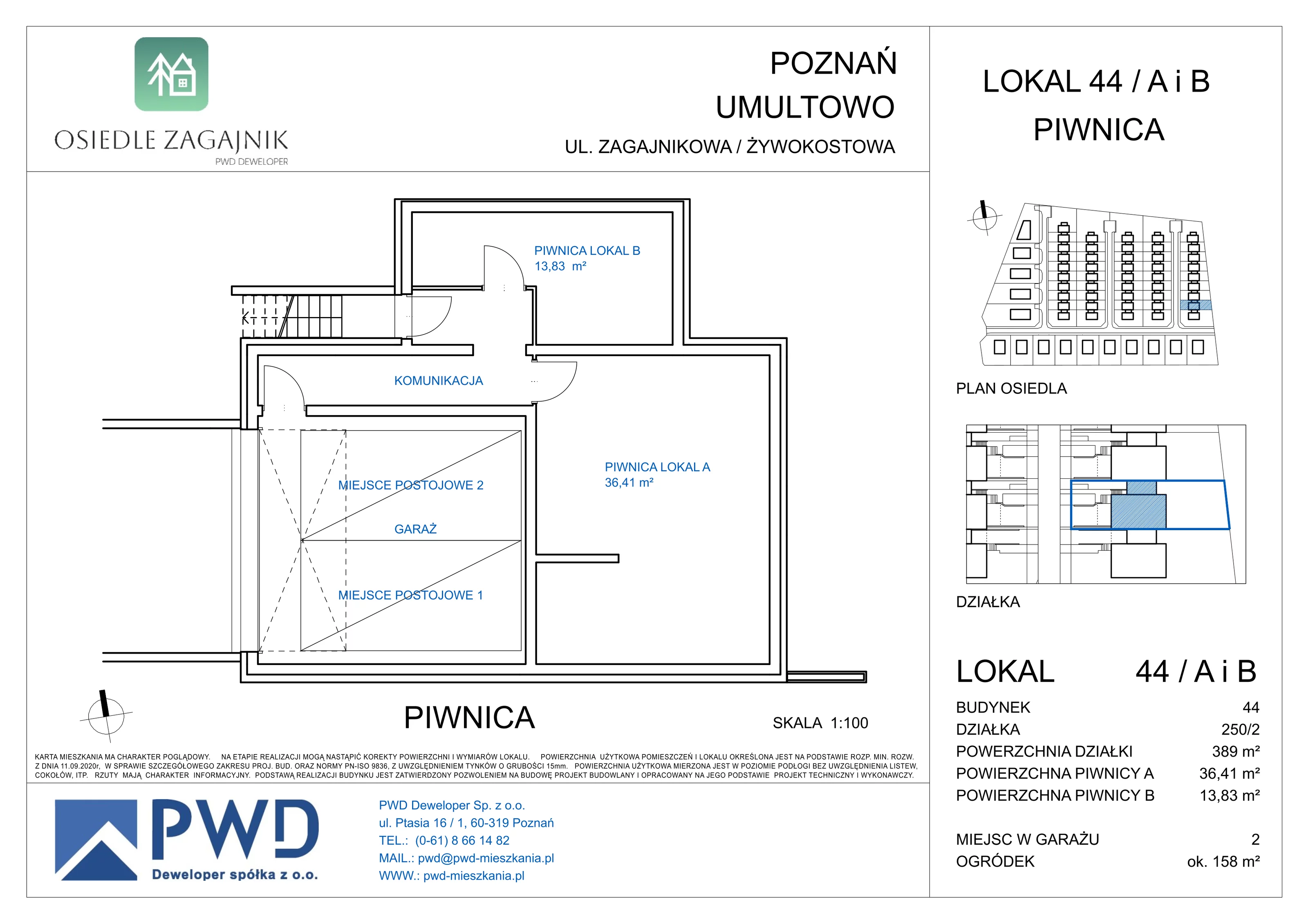 Mieszkanie 76,09 m², piętro 1, oferta nr 44 / B, Osiedle Zagajnik, Poznań, Umultowo, Umultowo, ul. Zagajnikowa