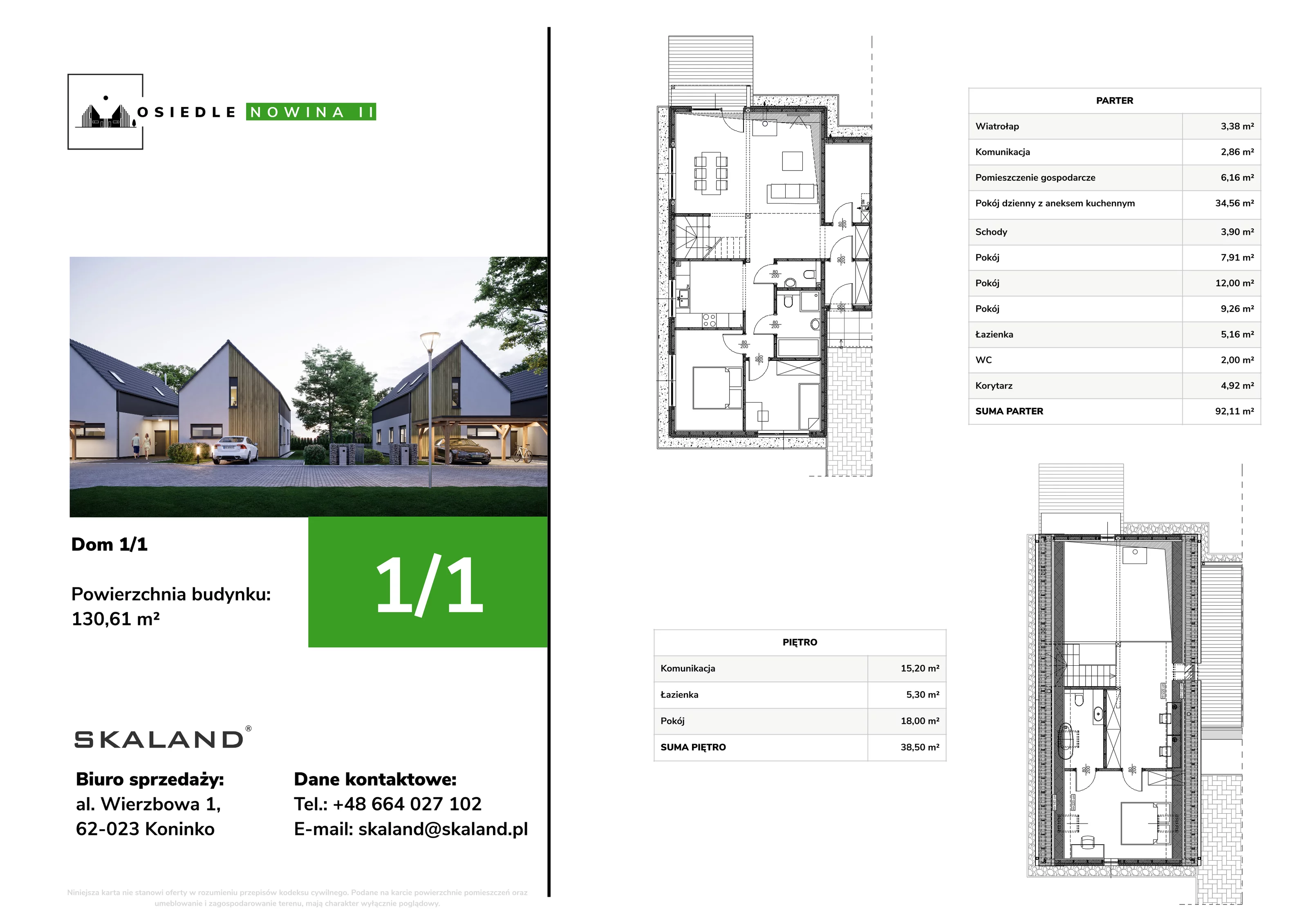 Dom 130,61 m², oferta nr E1/1, Osiedle Nowina, Dachowa, ul. Nowina 37