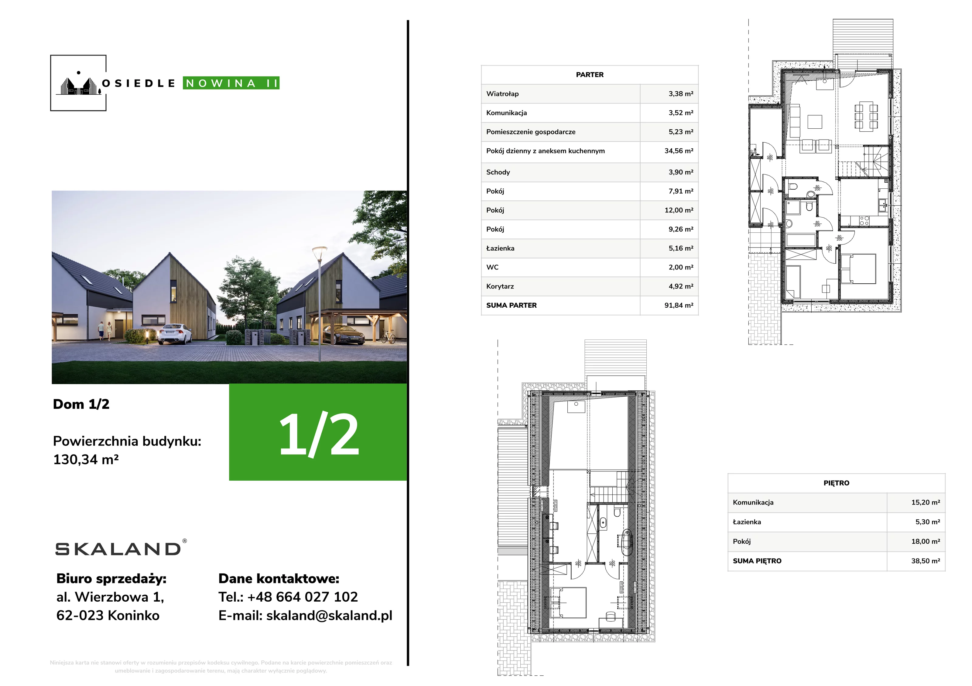 Dom 130,34 m², oferta nr E1/2, Osiedle Nowina, Dachowa, ul. Nowina 37