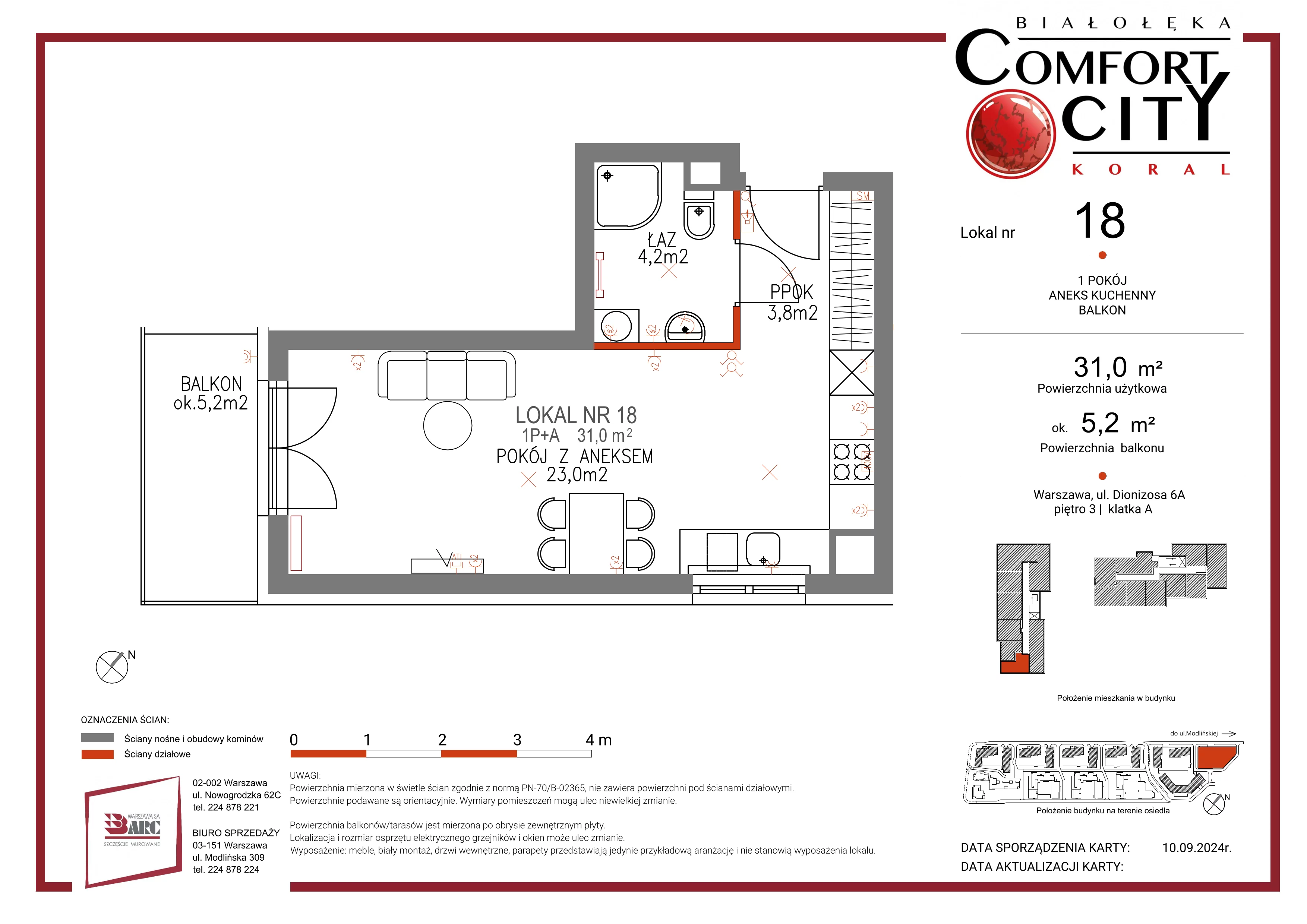 Mieszkanie 31,00 m², piętro 3, oferta nr 18, Comfort City Koral, Warszawa, Białołęka, Tarchomin, ul. Dionizosa 6a