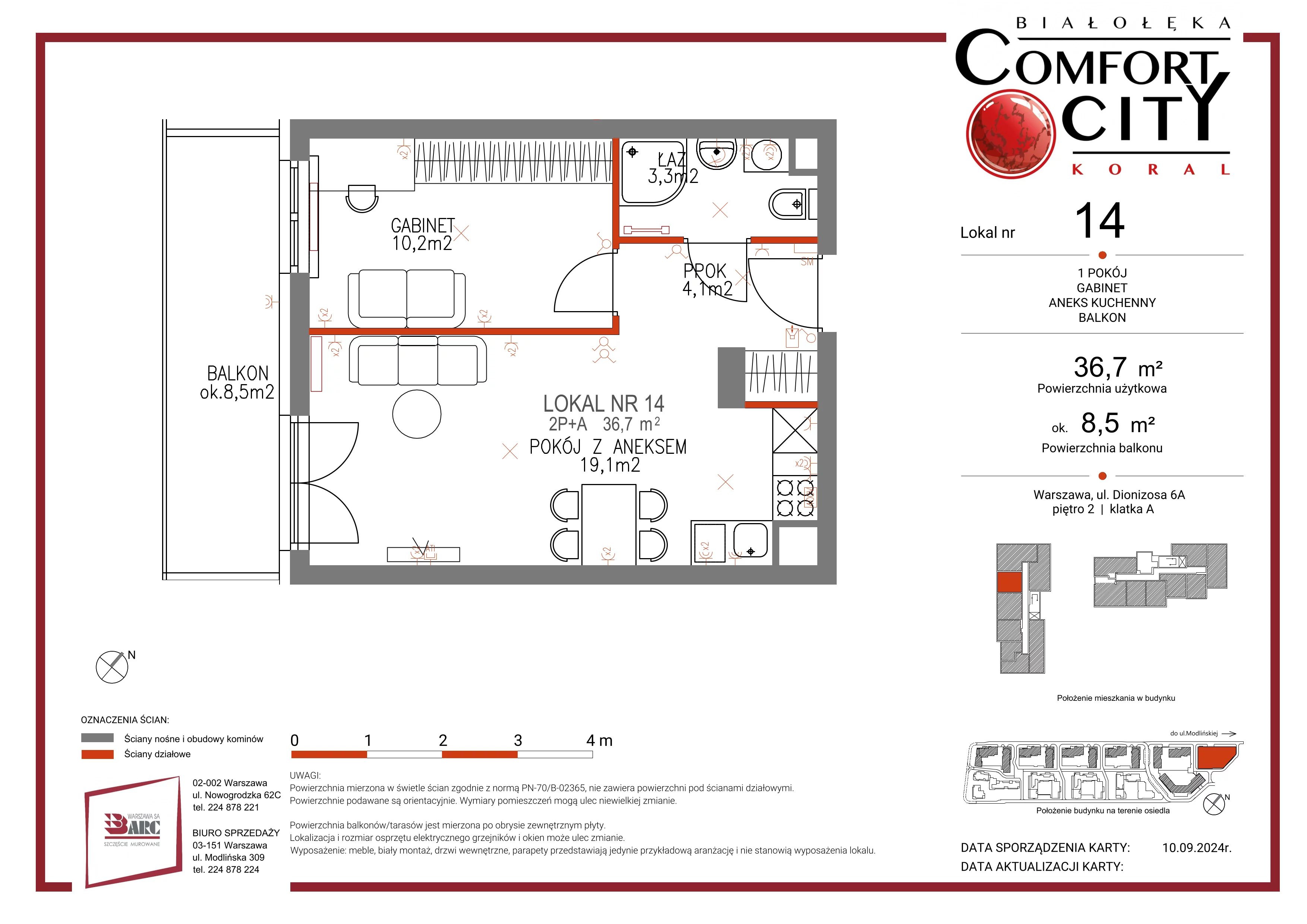 Mieszkanie 36,00 m², piętro 2, oferta nr 14, Comfort City Koral, Warszawa, Białołęka, Tarchomin, ul. Dionizosa 6a