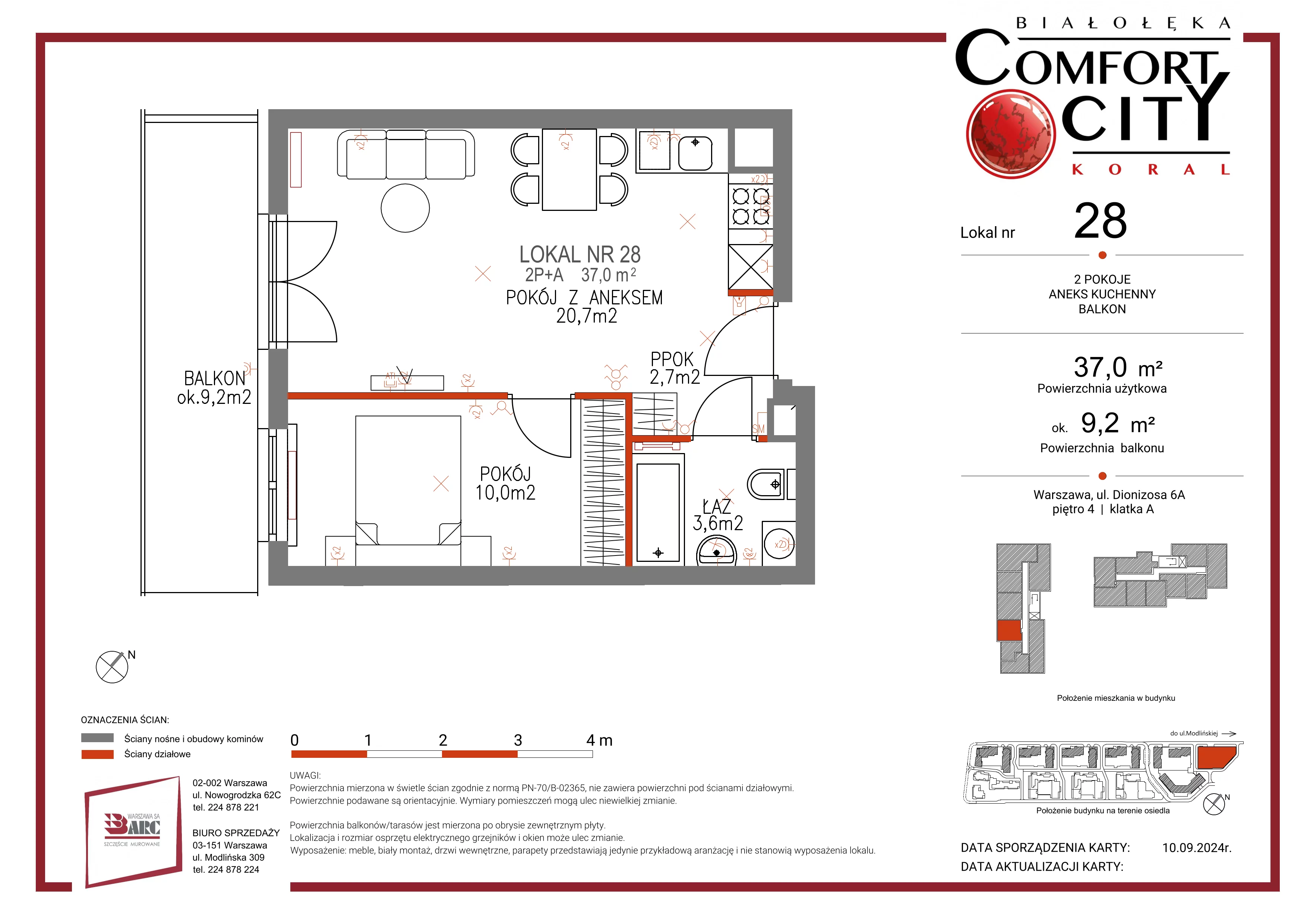 Mieszkanie 37,00 m², piętro 4, oferta nr 28, Comfort City Koral, Warszawa, Białołęka, Tarchomin, ul. Dionizosa 6a