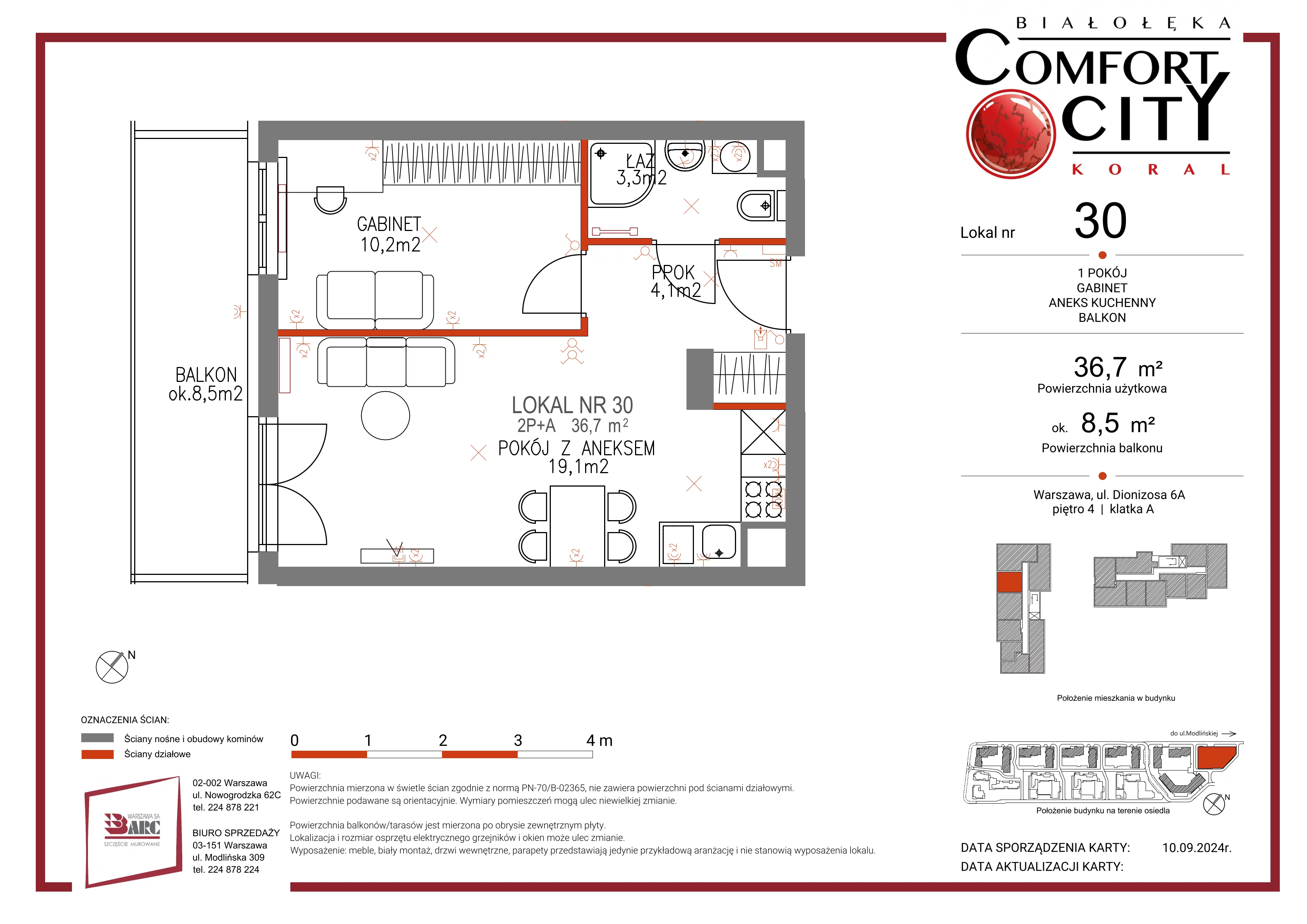 Mieszkanie 36,00 m², piętro 4, oferta nr 30, Comfort City Koral, Warszawa, Białołęka, Tarchomin, ul. Dionizosa 6a